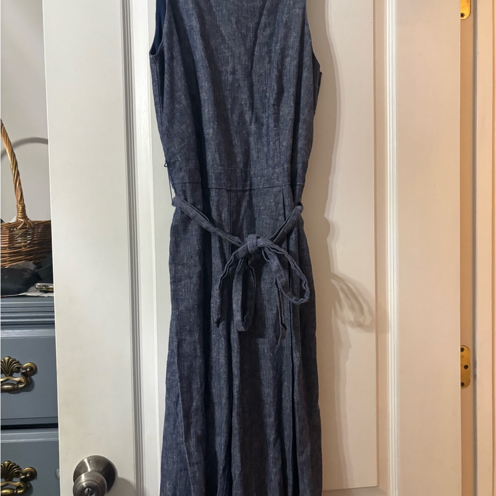 Blue Sleeveless denim romper